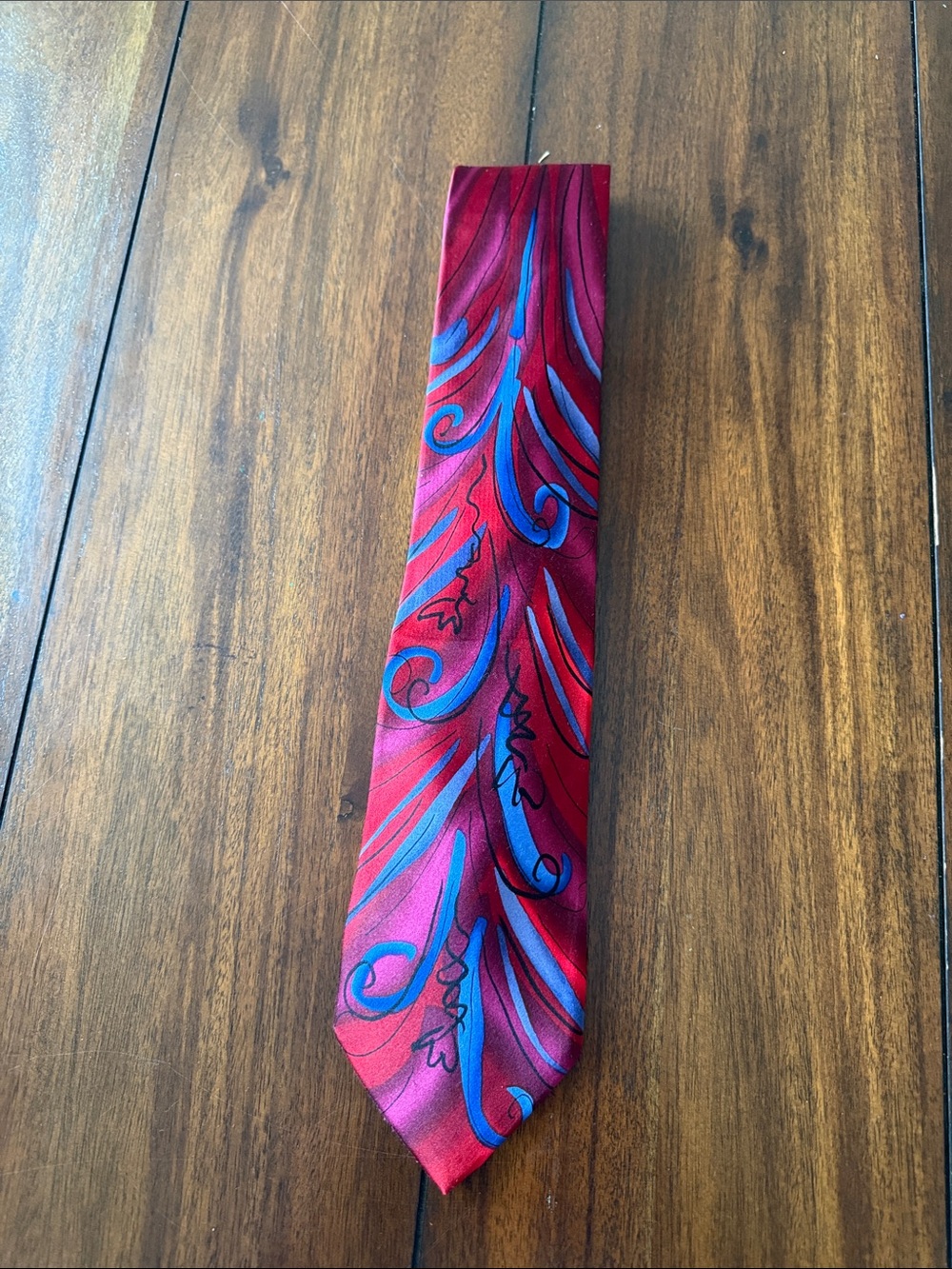 J. Garcia Red Men's Silk Tie Banyan Trees Il Collection fire red